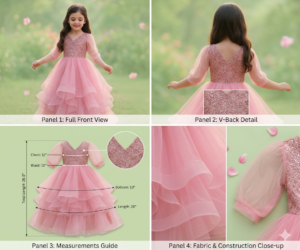 Girls Pink Party Wear Frock