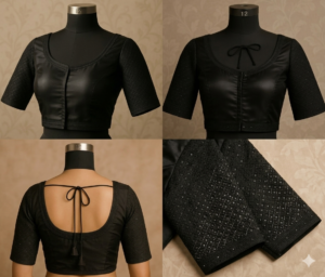 Designer Round Neck Back Tie Blouse