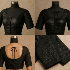 Designer Round Neck Back Tie Blouse